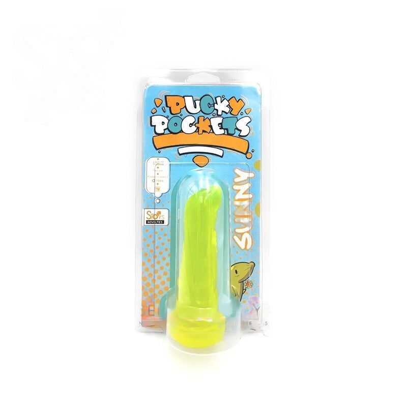 MINI DILDO SUAVE 4.25" - PUCKY POCKETS - SUNNY - AMARILLO